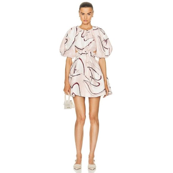 AJE Psychedelia Cut Out Mini Dress in Whimsical Dove 2 New Womens Cut out Party - Picture 1 of 16